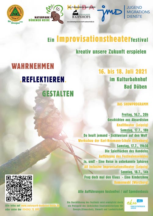 Improvisationstheater-Festival, 16. bis 18. Juli 2021 im Kulturbahnhof Bad Düben